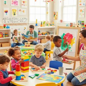 Children engaged in playful learning at a childcare center, highlighting early development