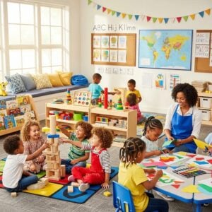 Children engaged in playful learning at Chroma Academy, highlighting early childhood education