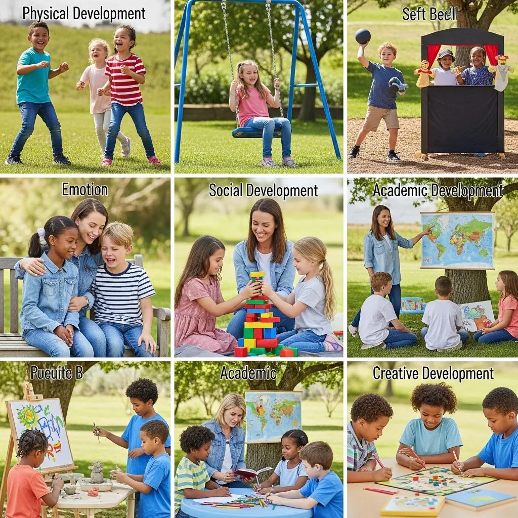 Children engaging in various activities supporting holistic development, including physical play, emotional bonding, social interaction, and creative learning, at Chroma Early Learning Academy.